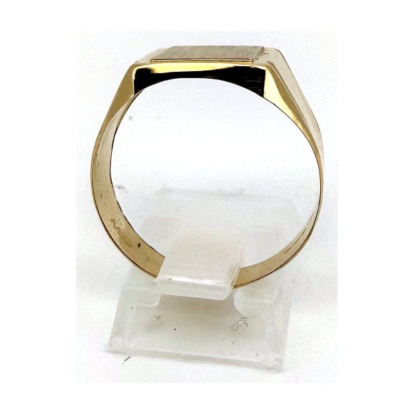 Anillo anillo sello raya lateral de oro 18k talla 22